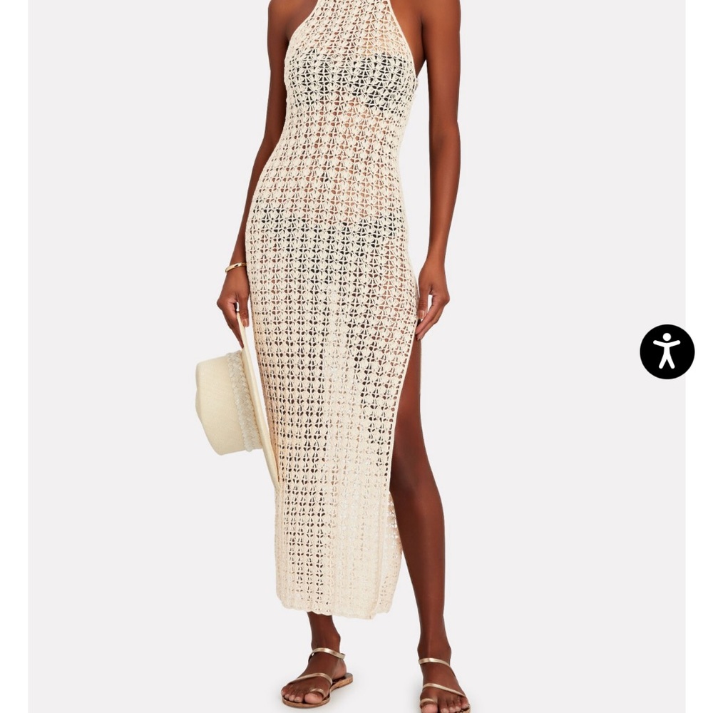 Cult Gaia Cream Sheath Midi Dress with Slit